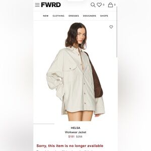 Helsa workwear jacket, ecru beige, size small